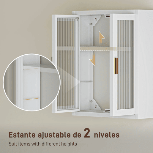 HOMCOM Armário de Casa de Banho de Parede Móvel Suspenso Moderno com Portas de Acrílico Prateleira Ajustável Fecho Magnético Armário de Arrumação para Lavandaria sobre o Sanitário 40x14x50 cm Branco
