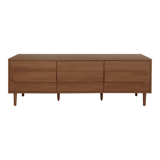 Móvel de TV vintage efeito madeira em 3 portas, 150cm, Juliana, Madeira de nogueira, 150x45x52 cm