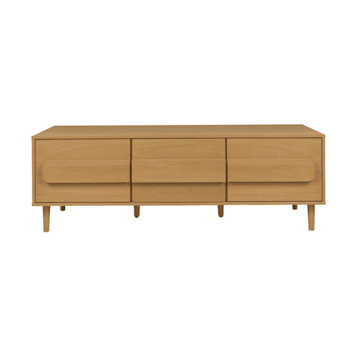 Móvel de TV vintage efeito madeira em 3 portas, 150cm, Juliana, Carvalho, 150x45x52 cm