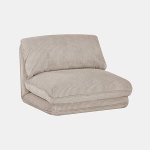 Poltrona grande em veludo canelado grosso, 1 lugar, Cosy, Cinza bege, 209x78x58 cm
