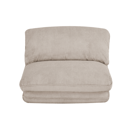 Poltrona grande em veludo canelado grosso, 1 lugar, Cosy, Cinza bege, 209x78x58 cm