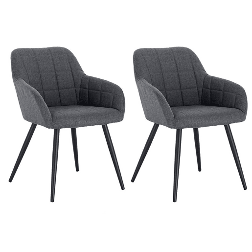 Cadeiras de linho para sala de jantar 2 peças modelo elegante cinza escuro 19_0000332