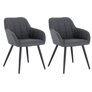Cadeiras de linho para sala de jantar 2 peças modelo elegante cinza escuro 19_0000332