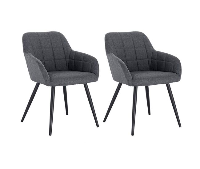 Sillas de comedor de lino 2 piezas modelo elegante gris oscuro 19_0000332