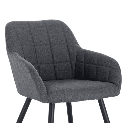 Cadeiras de linho para sala de jantar 2 peças modelo elegante cinza escuro 19_0000332