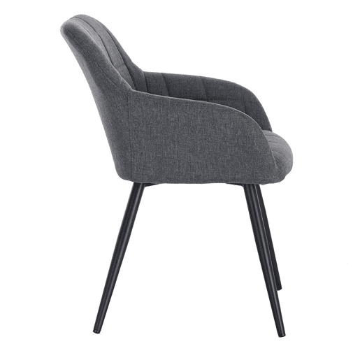 Cadeiras de linho para sala de jantar 2 peças modelo elegante cinza escuro 19_0000332