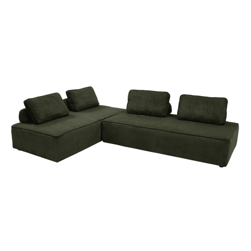 Sofá modular em tecido veludo canelado de 4 lugares, Lao, 180x90x78 cm