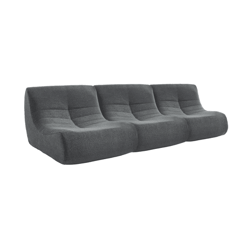 Sofá modular em boucle texturizado de 3 lugares, Sokol boucle, Antracite, 91x105x72 cm