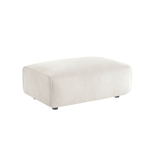 Pufe, repousa-pés para sofá veludo cotelê de 3 lugares, Wallas veludo, Creme, 102x70x41 cm
