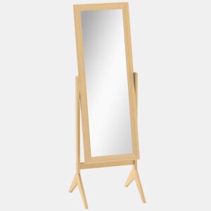 HOMCOM Espelho de Pé para Maquilhagem Reclinável com Estrutura de Madeira para Dormitório Vestidor 47x46x148 cm Carvalho