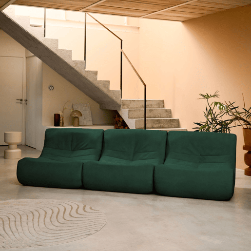 Sofá modular de veludo de 3 lugares, Sokol veludo, Verde, 91x105x72 cm