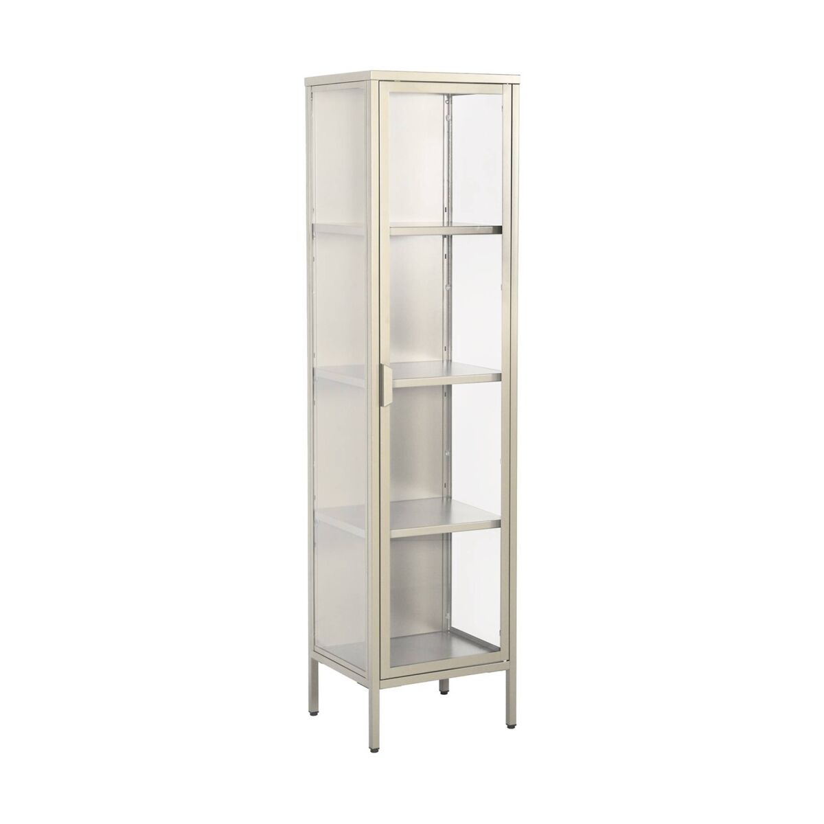 Aparador de acero y vidrio templado con 1 puerta, 160cm beige - 40x35x160 cm