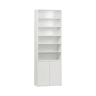 Estante, biblioteca modulável decoração madeira, 2 portas e 5 prateleiras, Kompo, Branco, 70x35x210 cm
