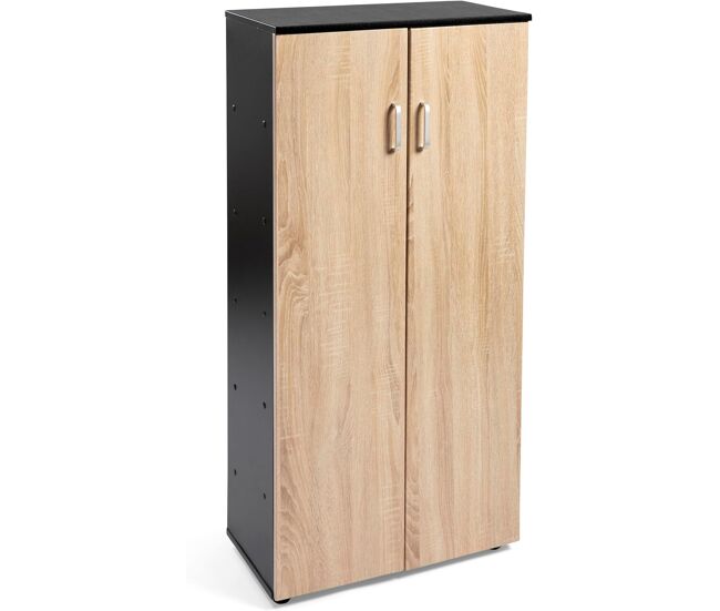 Zapatero Librería de Dos Puertas, Madera, Zapatero Puertas de Libro Mueble Auxiliar, Medidas: 60cms Ancho, 32,5cms Profundo, 124cms Alto (Negro/Taupe)