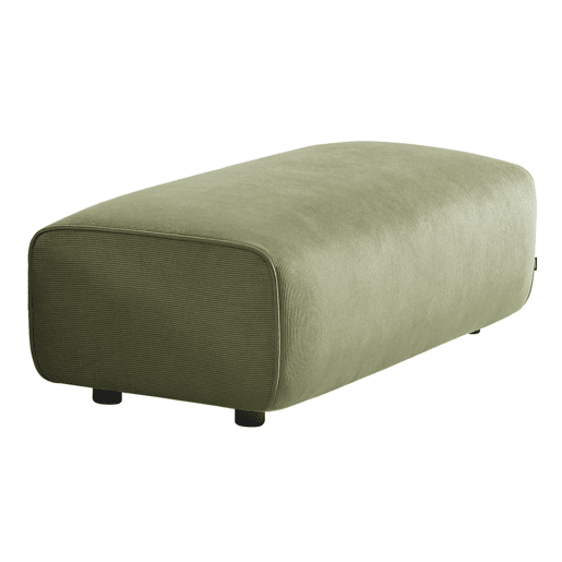 Pufe, apoio para os pés para sofá de canto 2 lugares Wallas veludo cotelê, Wallas veludo, Verde, 123x60x41 cm