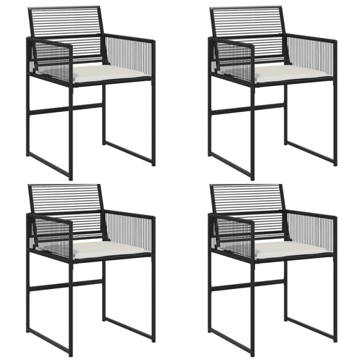 Cadeiras de jardim - Cadeiras de exterior com almofadões 4 pcs vime PE preto