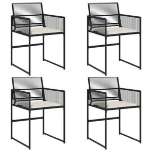 Cadeiras de jardim - Cadeiras de exterior com almofadões 4 pcs vime PE preto