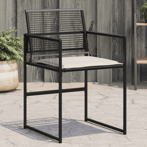 Cadeiras de jardim - Cadeiras de exterior com almofadões 4 pcs vime PE preto