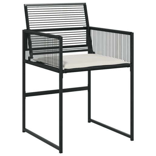 Cadeiras de jardim - Cadeiras de exterior com almofadões 4 pcs vime PE preto