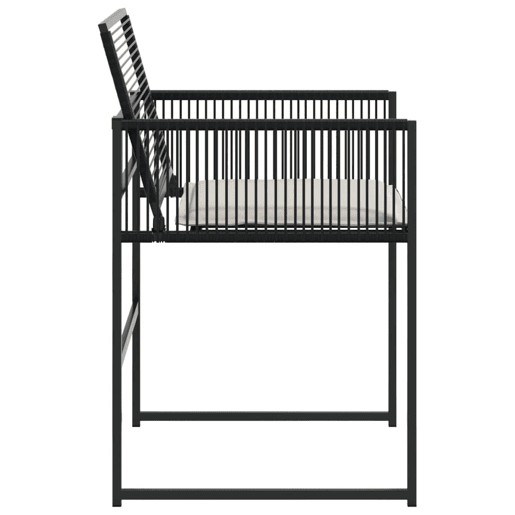 Cadeiras de jardim - Cadeiras de exterior com almofadões 4 pcs vime PE preto