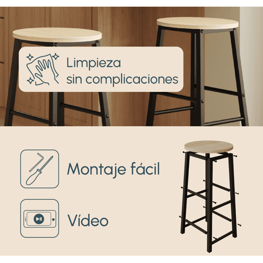 Banquetas Cozinha Sala de jantar PretoSonoma 33x33x71 Lucca Muebles Bonitos