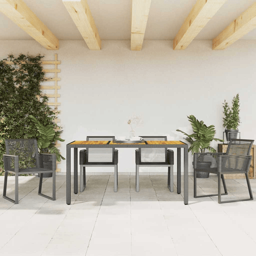 Lote de 4 Cadeiras de jardim - Cadeiras de exterior vime PE preto
