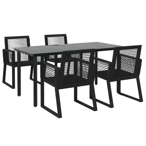 Móveis de jantar móveis de jardim 5 peças rattan preto PVC 02_0014779 Móveis de jantar móveis de jardim 5 peças rattan preto PVC 02_0014779