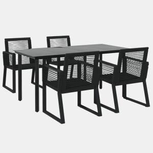 Móveis de jantar móveis de jardim 5 peças rattan preto PVC 02_0014779