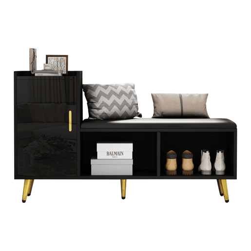 Sapateira de painel de partículas com 1 porta,preto