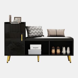 Sapateira de painel de partículas com 1 porta,preto