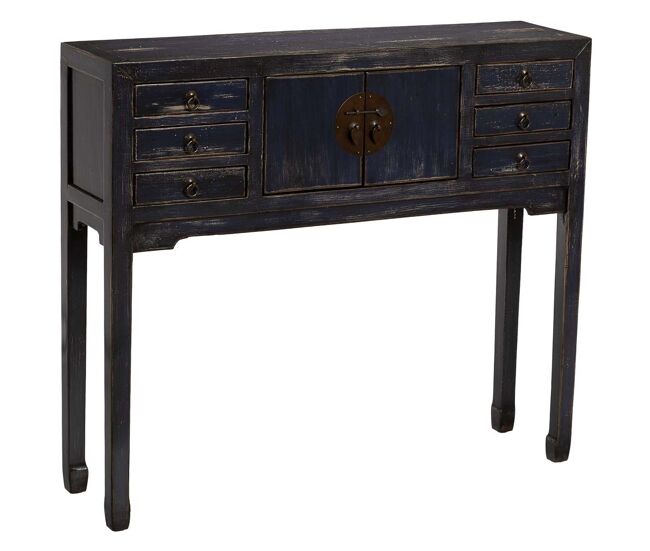 Recibidor de madera negro envejecido 100x26x87h cm