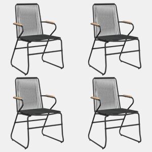 Lote de 4 Cadeiras de jardim - Cadeiras de exterior 58x59x85,5 cm vime de PVC preto