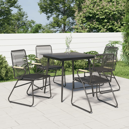 Lote de 4 Cadeiras de jardim - Cadeiras de exterior 58x59x85,5 cm vime de PVC preto Lote de 4 Cadeiras de jardim - Cadeiras de exterior 58x59x85,5 cm vime de PVC preto