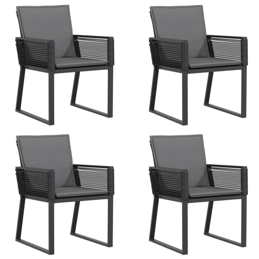 Cadeiras de jardim - Cadeiras de exterior com almofadões 4 pcs vime PE preto