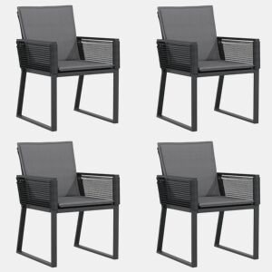 Cadeiras de jardim - Cadeiras de exterior com almofadões 4 pcs vime PE preto