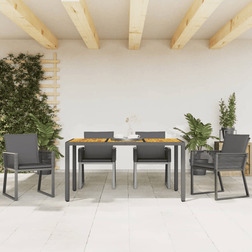 Cadeiras de jardim - Cadeiras de exterior com almofadões 4 pcs vime PE preto