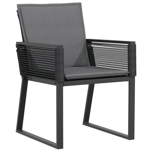 Cadeiras de jardim - Cadeiras de exterior com almofadões 4 pcs vime PE preto