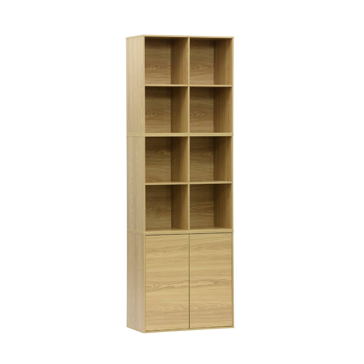 Estantería modular, 8 nichos, 2 puertas roble - 70x35x70 cm
