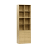 Estante, biblioteca modular decoração madeira, 2 portas e 8 nichos, Kompo, Carvalho, 70x35x70 cm