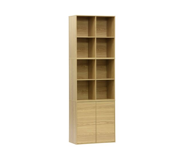 Estantería modular, 8 nichos, 2 puertas roble - 70x35x70 cm