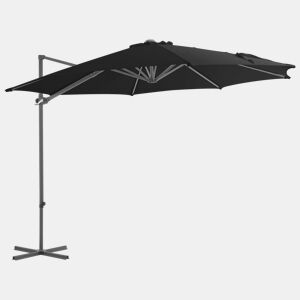 Guarda-sol móvel de jardim deslocado com poste de aço 300 cm preto 02_0008474