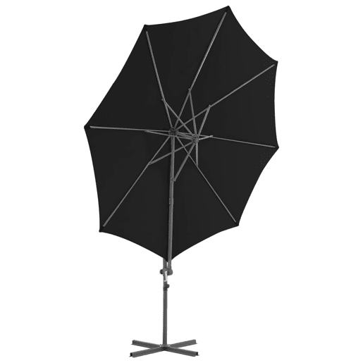 Guarda-sol móvel de jardim deslocado com poste de aço 300 cm preto 02_0008474