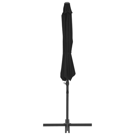 Guarda-sol móvel de jardim deslocado com poste de aço 300 cm preto 02_0008474