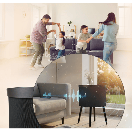 Mesa altifalante Sala de estar e jantar PretoSonoma 42x42x61 LED Fenix Muebles Bonitos
