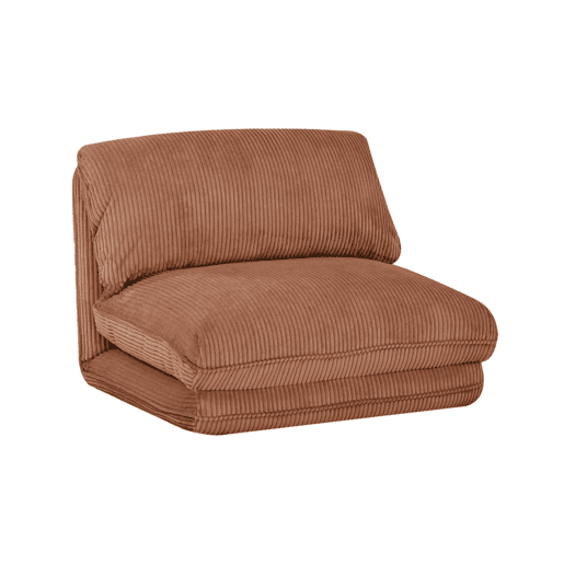 Poltrona grande em veludo canelado grosso, 1 lugar, Cosy, Camel, 209x78x58 cm