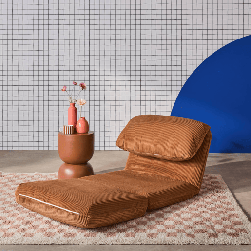 Poltrona grande em veludo canelado grosso, 1 lugar, Cosy, Camel, 209x78x58 cm