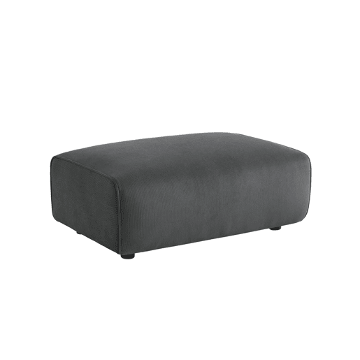 Pufe, repousa-pés para sofá veludo cotelê de 3 lugares, Wallas veludo, Cinza escuro, 102x70x41 cm
