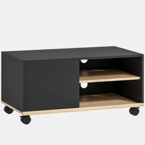 HOMCOM Móvel de TV com Rodas Mesa de TV Móvel até 42 Polegadas com 1 Porta 2 Compartimentos Abertos Prateleira Ajustável para Sala de Estar 80x45x41 cm Preto