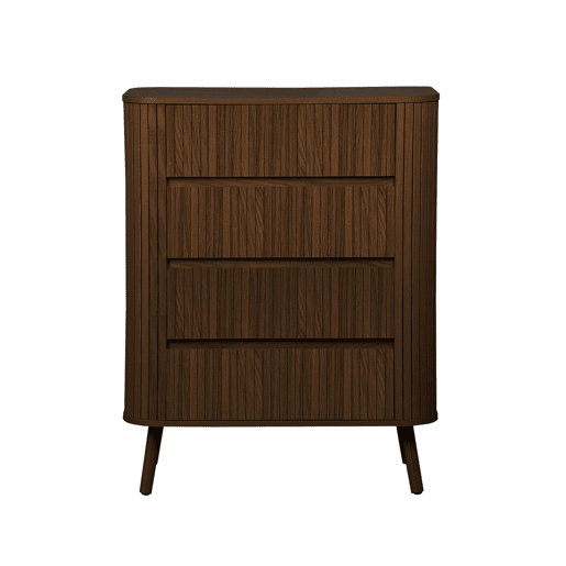 Cômoda com decoração estriada 4 gavetas, Legacy, Madeira de nogueira, 80x45x100 cm Cômoda com decoração estriada 4 gavetas, Legacy, Madeira de nogueira, 80x45x100 cm