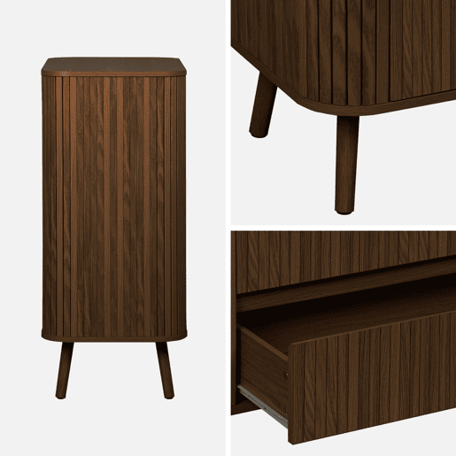Cômoda com decoração estriada 4 gavetas, Legacy, Madeira de nogueira, 80x45x100 cm Cômoda com decoração estriada 4 gavetas, Legacy, Madeira de nogueira, 80x45x100 cm